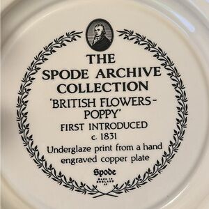 Spode Archive Collection Plate with Black Floral Design